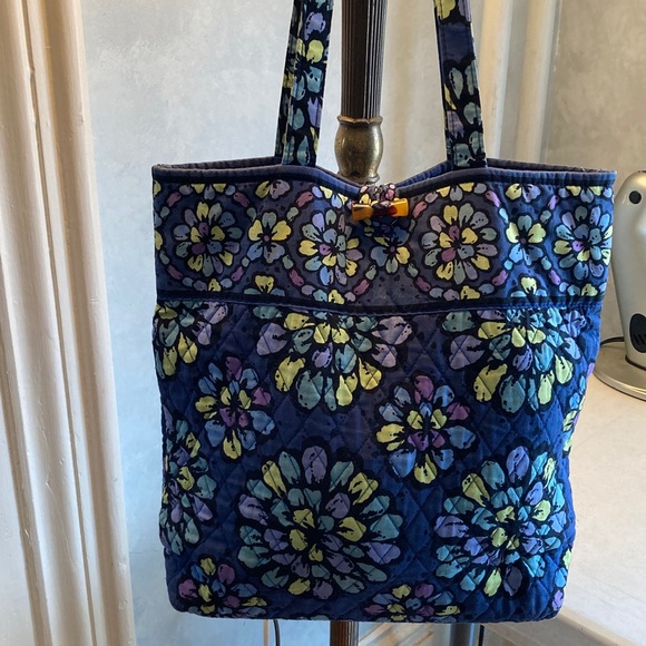 Vera Bradley Handbags - Vera Bradley Navy Quilted Floral Shoulder Tote